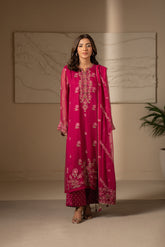 3 Piece Unstitched Chiffon Embroidered Suit (UF0016)